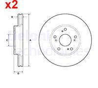 Delphi BG4741C 280mm Front Coated Brake Disc Set for Honda Civic NEW