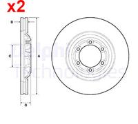 Delphi BG4697C Front Brake Disc Set Coated 300mm Fits Isuzu D Max II