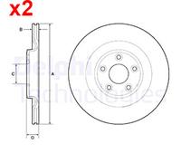 JAGUAR F TYPE XJ REAR VENTED BRAKE DISC PAIR DELPHI BG4833 325MM