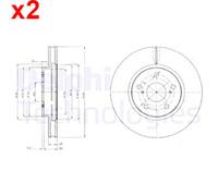 2X Brake Disc DELPHI Fits LEXUS Is C II III 43512-30310