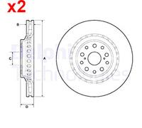 2X Brake Disc DELPHI Fits LEXUS Ls 43516-50010