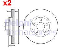 2X Brake Disc DELPHI Fits MAZDA 6 626 IV Cx-5 GHR133251