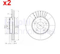 2X Brake Disc DELPHI Fits NISSAN Almera Tino Maxima Qx V Primera 40206-3Y502