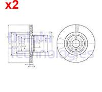 2X Brake Disc DELPHI Fits OPEL Vectra C 569154