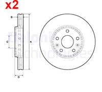 2X Brake Disc DELPHI Fits OPEL Vivaro B Box RENAULT Trafic III TOYOTA 4422285