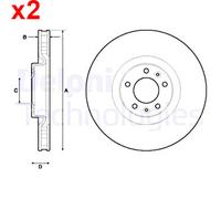 2X Brake Disc DELPHI Fits PEUGEOT 308 II Sw 508 9804605780