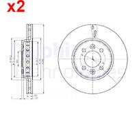 2X Brake Disc DELPHI Fits RENAULT Captur II Grand Scenic Megane I 402060540R