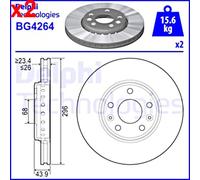 2X Brake Disc DELPHI Fits RENAULT Grand Scenic III Laguna Megane Cc 402060002R