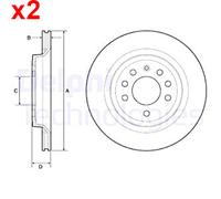 2X Brake Disc DELPHI Fits SAAB 9-3 9-3X 93192627
