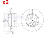 2x DELPHI Brake Discs Front For Opel Signum Vectra Saab 9-3 9-3X Vauxhall