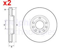 2X Brake Disc DELPHI Fits SAAB 9-3 9-3X VAUXHALL Signum Vectra C FIAT569003