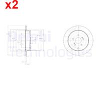 2X Brake Disc DELPHI Fits SUZUKI Grand Vitara II 55611-77K00
