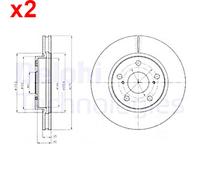 2X Brake Disc DELPHI Fits TOYOTA Prius Plus Rav 4 III IV LEXUS Hs 4351242040