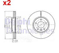 2X Brake Disc DELPHI Fits VAUXHALL Astra J Gtc Mokka X CHEVROLET BUICK 569070