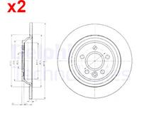 2X Brake Disc DELPHI Fits VOLVO S60 II S80 V60 V70 III Xc70 31471746
