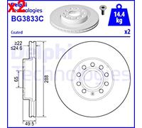 Delphi BG3833C Front Brake Disc Set 288mm Fits Audi Seat Toyota Skoda VW
