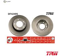 1X Brake disc TRW DF4249S for OPEL MOVANO A Van (X70) 1.9 2000-2001