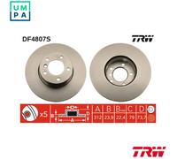 TRW Brake Disc DF4807S for BMW 3 Series (1.5L B38/B15/C 3cyl N20B20C/B20D/B47D20) - 2x