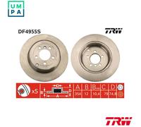 TRW Rear Brake Disc Kit DF4955S LR189029 - 2x for Range Rover L322 2002-2005