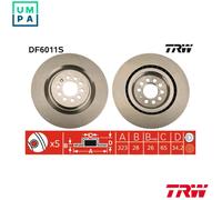 2x BRAKE DISC DF6011S FOR SEAT BAM/AMK 1.8L 4cyl LEONBDE/AUE 2.8L 6cyl LEON