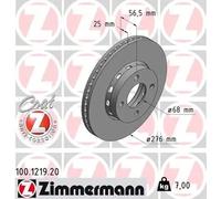 2x Brake disc Externally Vented 100.1219.20 ZIMMERMANN for AUDI COUPE B3