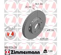 2x Brake disc Externally Vented 100.1224.20 ZIMMERMANN for AUDI COUPE B3