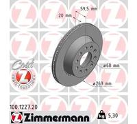 2x Brake disc Externally Vented 100.1227.20 ZIMMERMANN for AUDI V8 100 C4 Saloon