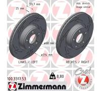 2x Brake disc Externally Vented 100.3317.53 ZIMMERMANN for AUDI A6 C6