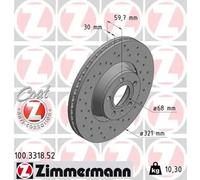2x Brake disc Externally Vented 100.3318.52 ZIMMERMANN for AUDI A6 C6 A8 D3