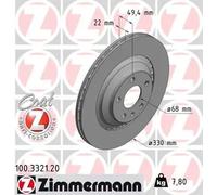 2x Brake disc Externally Vented 100.3321.20 ZIMMERMANN for AUDI A6 C6