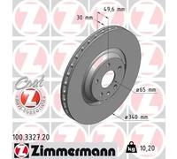 2x Brake disc Externally Vented 100.3327.20 ZIMMERMANN for AUDI TT TT Roadster