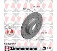 ZIMMERMANN SPORT COAT Z Brake disc 150.1289.52 294 19 6/5 5 120 Externally Vented, Perforated Coated High-carbon BMW: 3 Coupe, 3 Convertible, 3 Saloon