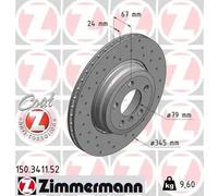 2x Brake disc Externally Vented 150.3411.52 ZIMMERMANN for BMW 7