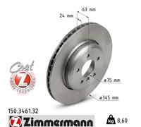 2x Brake disc Externally Vented 150.3461.32 ZIMMERMANN for BMW 5 5 Touring 6