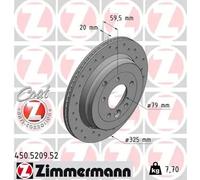 2x Brake disc Externally Vented 450.5209.52 ZIMMERMANN for LAND ROVER
