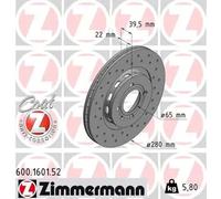 2x Brake disc Externally Vented 600.1601.52 ZIMMERMANN for VW SEAT