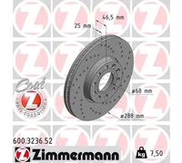 2x Brake disc Externally Vented 600.3236.52 ZIMMERMANN for VW SKODA