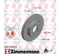 2x Brake disc Externally Vented 610.3700.20 ZIMMERMANN for MITSUBISHI VOLVO