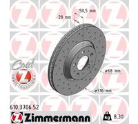 2x Brake disc Externally Vented 610.3706.52 ZIMMERMANN for VOLVO XC90 I S60 I