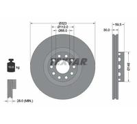 2x Brake disc Externally Vented 92098305 TEXTAR for AUDI VW