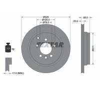 2x Brake disc Externally Vented 92147603 TEXTAR for LAND ROVER DISCOVERY IV