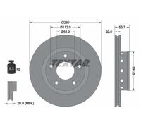 2x Brake disc Externally Vented 92176803 TEXTAR for AUDI VW