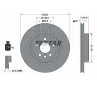 2x Brake disc Externally Vented 92196403 TEXTAR for VOLVO XC60 I SUV XC60 I VAN