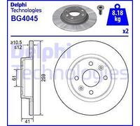 x2 Brake Disc Delphi BG4045 Fits Dacia Renault Smart Logan Sandero Logan/Stepway