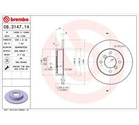 Brembo Brake Disc 08.3147.14 - Front Solid Pair - Fits Renault Clio/Twingo/Super 5