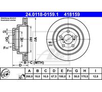 ATE Brake Disc 24.0118-0159.1 (26310AA111) - Vented - For Subaru Legacy Estate - 2 pcs