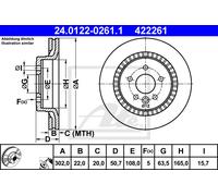 ATE 24.0122-0261.1 Brake disc