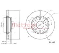 2x Brake disc Front Axle internally vented 6110467 METZGER for KIA