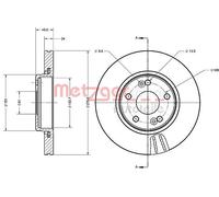 2x Brake disc Front Axle internally vented 6110600 METZGER for RENAULT LAGUNA II