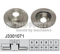 2x Brake disc Front Axle internally vented J3301071 NIPPARTS for NISSAN ALMERA I